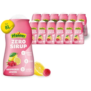 Pfanner Himbeer-Zitrone ZERO Sirup (12 x 57 ml) – Zuckerfreier Getränkesirup für 12 x 8 L Eistee – kalorienfrei & ohne Zucker – Pfanner Eistee Geschmack