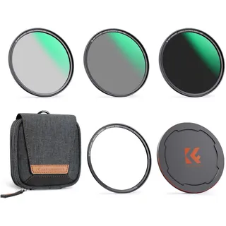 K&F CONCEPT Magnetic Filter Set 55mm Magnetisches Schnellwechsel System Quick Swap System Polfilter(CPL),ND8,ND64 mit Magnetischer Adapterring und Objektivdeckel, Filtertasche (Nano-Xcel)