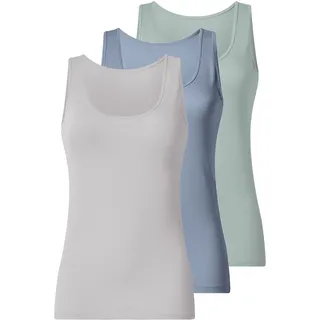 esmara® Damen Achselhemd 3er (grün/blau/weiß, XS(32/34))