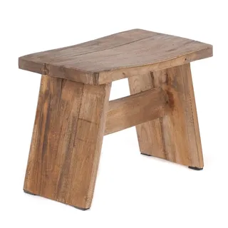 DESIGN DELIGHTS SITZBÄNKCHEN SCHEMEL | Recyclingholz, Natur braun, Holz, 40x31x25 cm, | Fußhocker, Hocker, Melkschemel,