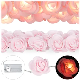 Relaxdays LED-Lichterkette Rosen 3 m warmweiß
