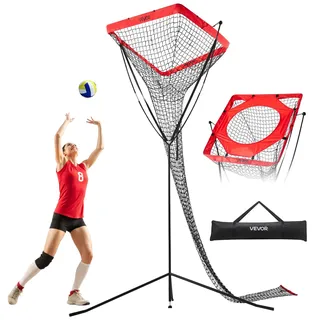 Vevor Volleyball Trainernetz Trainingsgerät, winkel- und höhenverstellbarer Volleyballtrainer, tragbares Übungsnetz mit Stahlbasis, Tragetasche, Zielnetz zum Aufschlagen und Schmettern