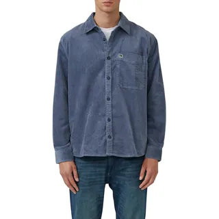 Langarmhemd S.OLIVER "CORD", Herren, Gr. 3XL, N-Gr, dusty blau, Cord, Obermaterial: 98% Baumwolle, 2% Elasthan, Strukturmuster, unifarben, regular fit normal, Manschette, Hemden, mit Brust Tasche