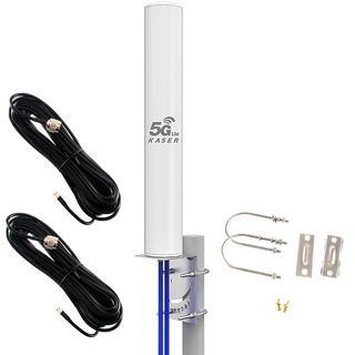 KASER 4G LTE 5G Antenne Outdoor Externe Mimo Omnidirektional 698-2700 | 3300-3800 MHz N-SMA Stecker TS9 Adapter kompatibel mit 4g 5g Router Verstärkung bis zu 12 dBi Empfang über 15 km (2 x 10m Kabel)