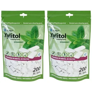 Miradent Xylitol Chewing Gum Spearmint Ref. 2x 2x200 St Kaugummi