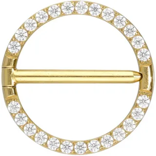 PIERCINGLINE Titan Nippelpiercing Clicker RING + EINGEFASSTE KRISTALLE