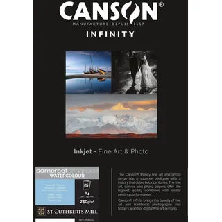 Canson Infinity Somerset Enhanced Watercolour Rag 240 g/m2, A4 240G Weiß