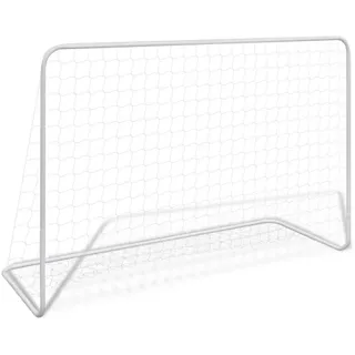 vidaXL Fußballtor mit Netz 182×61×122 cm Stahl Weiß