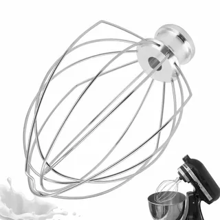 Schneebesen-Aufsatz aus Edelstahl, Ersatz K45WW Eiercreme-Rührer, Mehl-Kuchen-Schneebesen Edelstahlrührer für Kitchen Aid Standmixer mit neigbarem Kopf