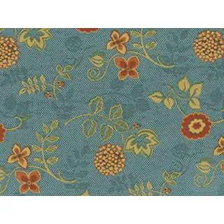 Landhaus Möbelstoff Ellmau Farbe 61 (blau, hellblau) mit biologischem Fleckschutz - modernes Chenille-Flachgewebe (gemustert, floral, Blumen) Polsterstoff, Stoff, Bezugsstoff, Eckbank, Couch, Sessel, Hussen, Kissen