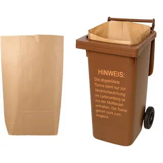 ARLI 25x Bio Papiersäcke 120L große Müllbeutel aus Papier 70x95+25 cm 2-lagig 70 g/m2 braun für Gartenabfälle, Biomüll und Biotonne (25 Beutel)