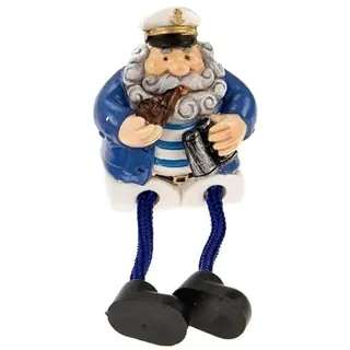 Generisch Maritime Deko Figur Kantenhocker Kapitän Fernglas Pfeife Seemann Sitzhöhe 5cm Kordelbeine (CG)
