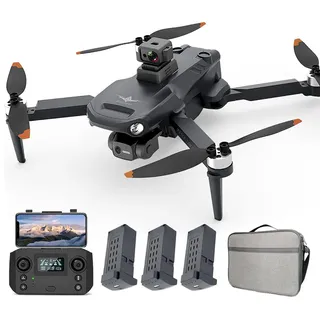 Teeggi KF106 MAX Drohne mit Kamera für Erwachsene, 360 Grad Laser Hindernis Vermeidung, 3-Achsen Gimbal, 22 Minuten Flugzeit, GPS Folge mir, Intelligente Rückkehr, Professioneller Drone, 3 Batterien