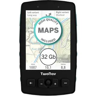 TwoNav Aventura 2 Plus, Outdoor Handheld-GPS mit 3,7-Zoll-Breitbild, Tasten und Joystick für Bergsteigen, Trekking, Wandern oder Navigation mit Karten enthalten. Farbe Türkisblau