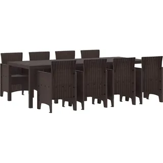 vidaXL 9-tlg. Garten-Essgruppe Braun Poly Rattan