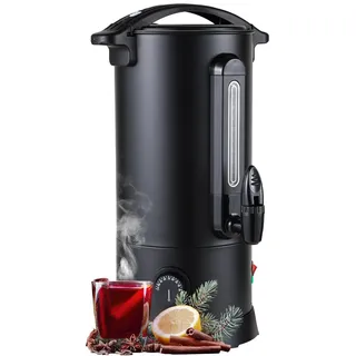 Gimisgu Glühweinkocher 10L Heißgetränkespender Glühweinkessel Edelstahl Einkochautomat Glühweinautomat mit Thermostat Heißgetränkeautomat Schwarz