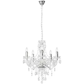 LINDBY Kronleuchter Merida, chrom, Metall, 5-flg., Ø 52 cm