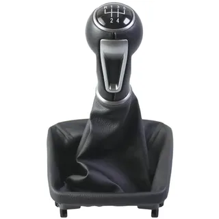 Manueller Schaltknauf, für Seat Ibiza IV 6J 2009–2015 (5 Gänge) | Leder für Schalthebelmontage mit schwarzer Naht Ersatz für 5/6 Gang Getriebe Kunststoff und Kunstleder bauen
