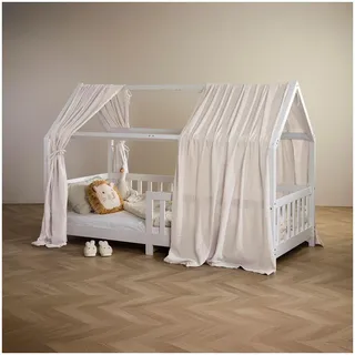 Idimex Baldachin Hausbett-Himmel Musselin NENA 2er Set – Weiss