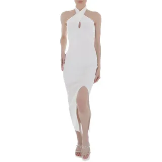 Ital-Design Cocktailkleid Damen Party & Clubwear Stretch Strickoptik Cocktail- & Partykleid in Weiß weiß M/L