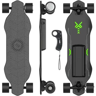 Elektro Skateboard Jugendliche mit Fernbedienung,19KM/H mit 300W Motor,12-16KM Reichweite,Fernbedienung Mit 4 Geschwindigkeitsstufen,Wasserdicht Schockabsorbierendes Longboard für Anfänger