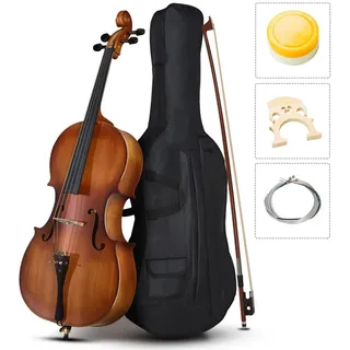 FCH 4/4 Cello mit matter Naturfichtendecke, Gigbag, Bogen, Steg und Saiten
