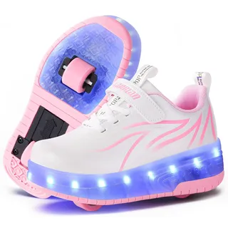flintronic 1 Paar Rollschuhe, Kinder Rollschuhe, LED Rollschuhe, Verstellbar Rollschuhe Damen, 4 Größen verstellbar, für Mädchen, und Anfänger, EU35 - 35 EU