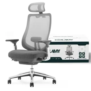 COLAMY ATLAS Ergonomischer Netz-Bürostuhl – Chefsessel mit Kopfstütze, 4D-Armlehnen, Schiebesitz und Neigungssperre, Dunkelgrau - Dunkelgrau