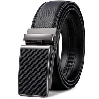 Frentree Gürtel Herren, Automatik Ledergürtel mit Ratsche, 35mm Echtleder Riemen ohne Löcher mit Automatikschnalle, Leder Gürtel Kürzbar - 105cm (Hüftumfang 72cm - 86cm)