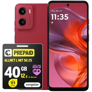 congstar Prepaid Bundle Prepaid L mit Motorola Moto G05 64GB, rot
