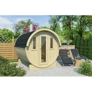 Exklusives Saunafass 235 cm Fasssauna Holz Sauna Fass Massivholz Saunakabine