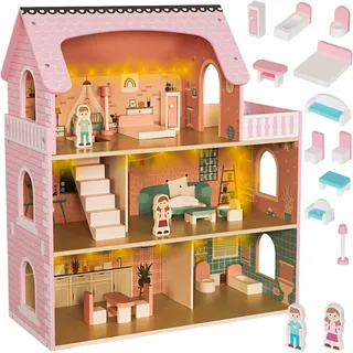 Kruzzel Holzpuppenhaus XXL 70 cm rosa 26364