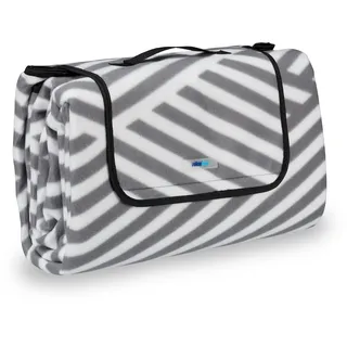 Relaxdays Picknickdecke grau-weiß 200 x 200 cm