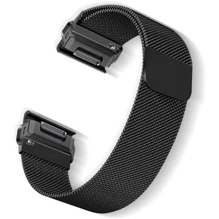 SeNool QuickFit 22mm Armband für Garmin Fenix E 47mm/Fenix 8 47mm/Fenix 7 Pro Solar/Fenix 7/Fenix 6 GPS, Metall Magnetversch Ersatzarmband für Garmin Fenix 6 Pro GPS/Fenix 5/Fenix - Schwarz/S-Code
