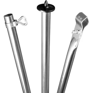 4 STÜCK - Zeltstange Stahl - mit Fuß und Klemme - teleskopierbar 210-290cm - Ø22/19mm - 3 Teile leicht stabil Ersatz Gestänge Zelt Vorzelt Camping Zubehör Teleskopstange Aufstellstange Sturmstange