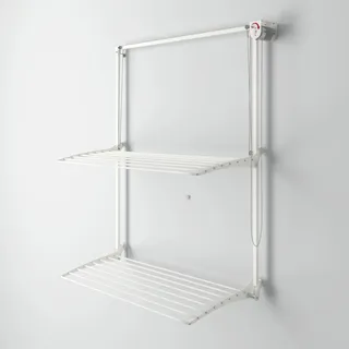 foxydry Wall Plus Wand-Wäscheständer, vertikal, einziehbarer Wäscheständer für Innen und Außen, 128 x 52 x 137 cm (weißes Oberteil, 128 cm)