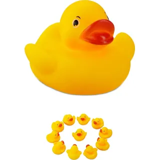 Relaxdays 48 x Badeente 5cm Gelb,Rot