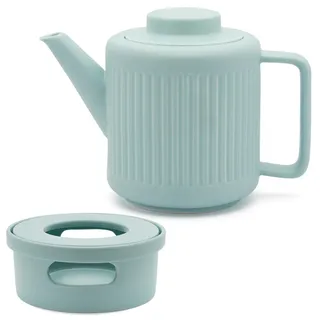 Bredemeijer Teekanne Set 1.2 Liter blaues Porzellan mit Edelstahl Tee-Filter Sieb-Einsatz für losen Tee & Ø 14 cm Stövchen für 1 Teelicht - ideal für duftende & blumige Teesorten