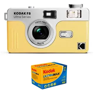 Kodak 35mm Kamera F8 light yellow, analoge Kleinbildkamera