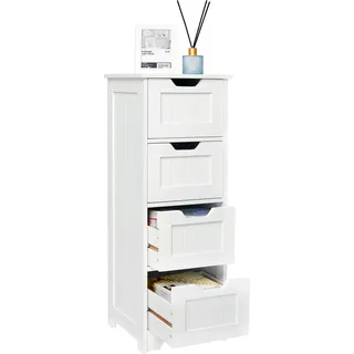 Mondeer Badkommode Badezimmerschrank Badschrank mit 4 Schubladen 30 x 30 x 82 cm Badezimmer - Weiß