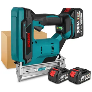 ONEVAN Akku-Stauchkopfnagler Elektrische Nagelpistole mit 2 Akkus, Bürstenlos Akku Nägeln, für F10, F15, F20, F25, F30, für Holzarbeiten und Heimwerker blau