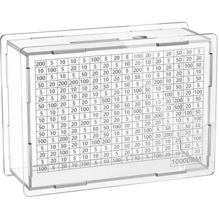 Spardose Erwachsene, Spardosen, Geldsparbox mit Zahlen Ankreuzen, Spardose mit Zähler Scheine und Münzen, transparente Sparschwein mit Sparziel