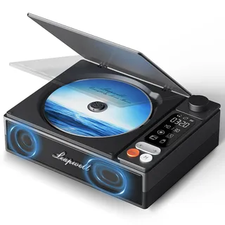CD Player Tragbar, Leapwell Tragbarer CD Player mit Lautsprecher Bluetooth CD-Player mit Fernbedienung Kinder Mini CD Spieler Anti Skip mit AUX Optisch USB LCD Bildschirm Schwarz