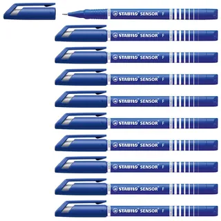 Stabilo - Fineliner mit gefederter Spitze - SENSOR F - fein - 10er Pack - blau