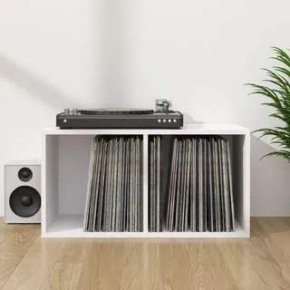 Nqyjm Plattenschrank, Schallplattenschrank mit viel Stauraum Plattenspielertisch Sideboard für Wohnzimmer, Musikzimmer Schallplatten-Aufbewahrungsbox Weiß 71x34x36 cm Holzwerkstoff