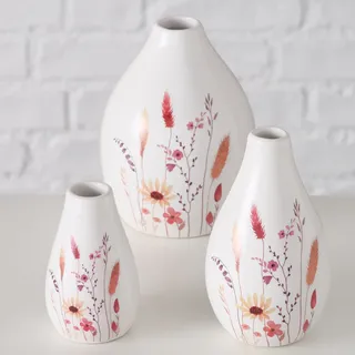 Vase Kornelia, 3-teilig, Set 3 Braun/Weiß/Gelb