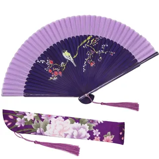 Faltbare Fächer Handfächer für Damen, Chinesische Stil Hand Faltfächer aus Bambus und Seide mit Quaste für Sommer Wanddekoration Dekoration Geburtstag Hochzeit Party Geschenk