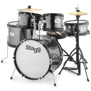 Stagg 5-teiliges Junior-Schlagzeug-Set mit Hardware, 40,6 cm, Schwarz