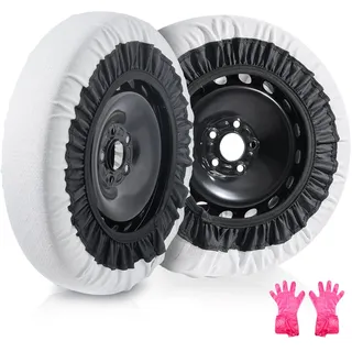 Vevor Verdickte Schneesocken für Reifen, Reifensocken aus Polyesterfaser mit elastischen Bändern, Reifenabdeckung mit Schneehaftung für Auto, SUV, Pickup und Lkw (2er-Pack) Mittel