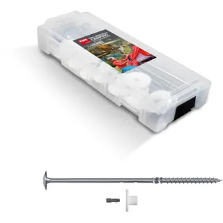 TOX L-BOXX Micro Camping Zeltschrauben-Set 8x220 mm (10 STK.) + U-Scheiben und 1x Bit TX40, Lange Schrauben für eine besonders Starke Sicherung von Zelten, verklickbare L-BOXX, 21 TLG., 094901514